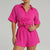 Summer Button Shirt Cover-up with High-waist Shorts Sets