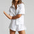 Summer Button Shirt Cover-up with High-waist Shorts Sets