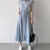 Solid Color Button Down Drawstring Waist Maxi Dress with Pockets