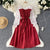Summer Spring Ditsy Floral Lantern Sleeve Lace-up Dress