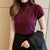 Summer Short Sleeve Knitted Turtleneck Tops for Women