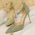 Glitter Rhinestone Decor Pointed Toe Stiletto Heel Sandals
