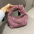 Women's Rhinestone Decorated Handbag with Knot Handle