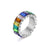 Women's Colorful Cubic Zirconia Decor Rings (Silver Plated)