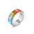 Women's Colorful Cubic Zirconia Decor Rings (Silver Plated)