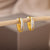 Stainless Steel Geometric Rhinestone Mini Hoop Earrings