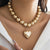 Oversized Round Beads Choker Necklace with Heart Pendant