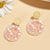 Bright-Colored Round Floral Acrylic Drop Earrings