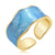 Multi-color Vintage Geometric Wave Style Thick Band Enamel Rings