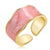 Multi-color Vintage Geometric Wave Style Thick Band Enamel Rings