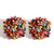 Bright and Fun Handmade Multicolor Beaded Pompom Stud Earrings