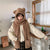 3 in 1 Cute Plush Bear Ear Winter Hat with Neck Scarf Gloves Set