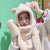 3 in 1 Cute Plush Bear Ear Winter Hat with Neck Scarf Gloves Set