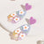 Bright-Colored Round Floral Acrylic Drop Earrings