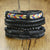 4Pcs Vintage Wooden Beads Braided Vegan Leather Wrap Bracelets Set