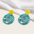 Bright-Colored Round Floral Acrylic Drop Earrings