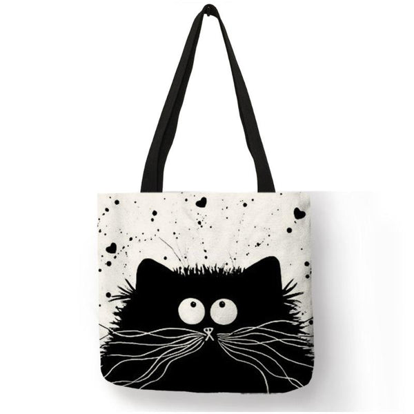 Adorable Kitty Cat Printed Linen Tote Bag – Boots N Bags Heaven