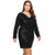 Angela - Deep V Long Sleeved and Sequined Plus Size Dress