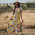Beach Boho Floral Print with Tassel Split Front Maxi Dresses