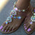 Bejeweled Floral Summer Sandals with Chains