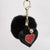 Bejeweled Heart Vibrant Color Pompom Keychain