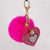 Bejeweled Heart Vibrant Color Pompom Keychain