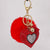 Bejeweled Heart Vibrant Color Pompom Keychain