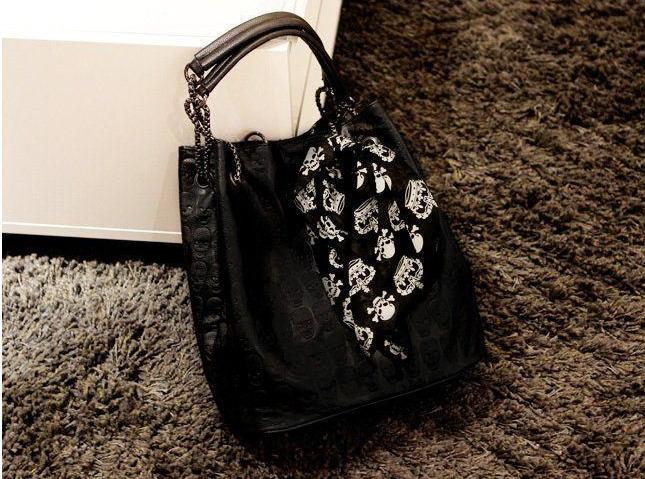 Black Vintage Goth Skull Purse Shoulder Bag and Handbag Goth Purses