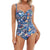 Floral Print One-piece Vintage Style Ruched Swimwear