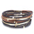 Bohemian Multi-Layer Wrap Vegan Leather Bracelets with Slim Strips and Metal Beads