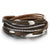 Bohemian Style Multi Layer Leather Wrap Bracelets With Leaf Charm Crystals