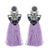 Boho-Chic Flower Rhinestone with Vibrant Long Tassel Stud Earrings