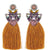 Boho-Chic Flower Rhinestone with Vibrant Long Tassel Stud Earrings