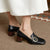 Casual Retro Square Toe Buckle Low Heel Vegan Leather Slip On Shoes