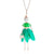 Charming Dolls With Rhinestone and Colorful Feathers Fashionista Long Necklace