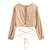 Chic Soft Backless Waist Tie Summer Fashion Long Sleeve Crop Tops