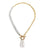 Chunky Link Chain with Transparent Rhinestone Water Drop Pendant Necklaces