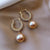 Classic Elegant Pearl Tassel Rhinestone Drop Earrings