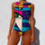 Colorful Abstract Pattern One Piece Bikini Swimsuit