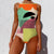 Colorful Abstract Pattern One Piece Bikini Swimsuit