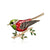 Colorful Enamel Bird With Rhinestone Leaves Brooch Pins