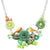 Colorful Enamel Flowers and Birds Statement Necklace