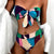 Colorful High Waisted Bow Tie Front Bikini Swimwear