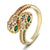 Colorful Zircon Bejeweled Snake-Shaped Adjustable Rings