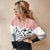 Cozy Knitted Leopard Spliced Long Sleeve Sweater