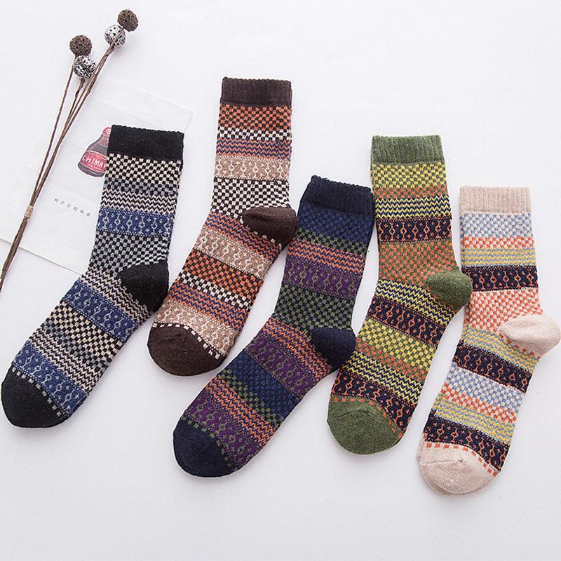 Cozy Striped Socks - Fuzzy Winter Wool Socks Set – Boots N Bags Heaven