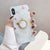 Creative Geometric Marble Design iPhone Cases With Ring Holder