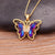 Delicate Multi-color Zircon Butterfly Pendant Necklaces
