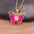 Delicate Multi-color Zircon Butterfly Pendant Necklaces