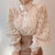 Elegant Flower Lace Stand Collar Long Sleeve Blouse